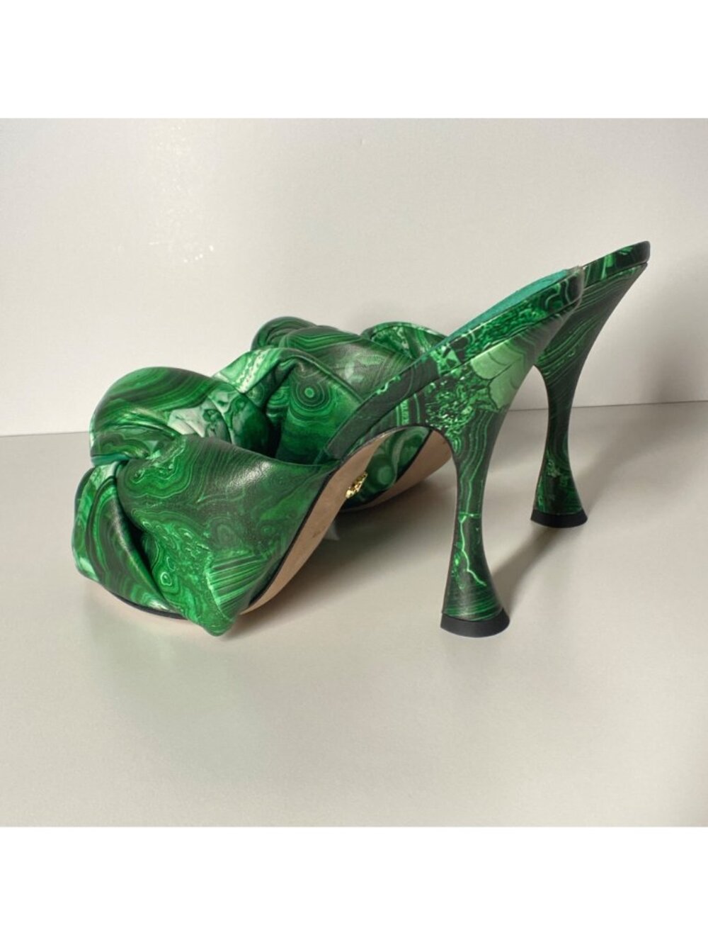 GIAMBATTISTA VALLI Maxi Green Marble Knot Mules Women's Heel Sandals Size 41 - Picture 4 of 13